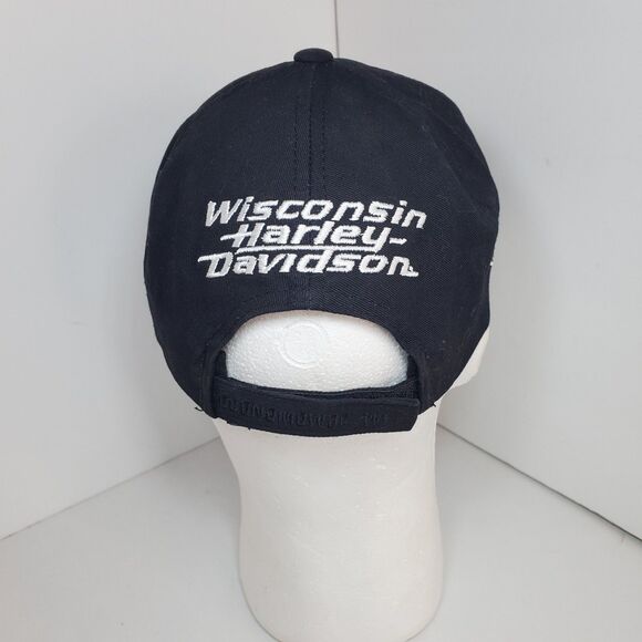 Harley Davidson Wisconsin Logo Black Graphic Adjustable Baseball Hat Cap OSFM - Picture 4 of 7